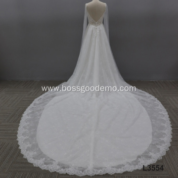 2021luxury lace long sleeve mermaid sexy wedding dress custom backless Ivory tulle wedding dress
